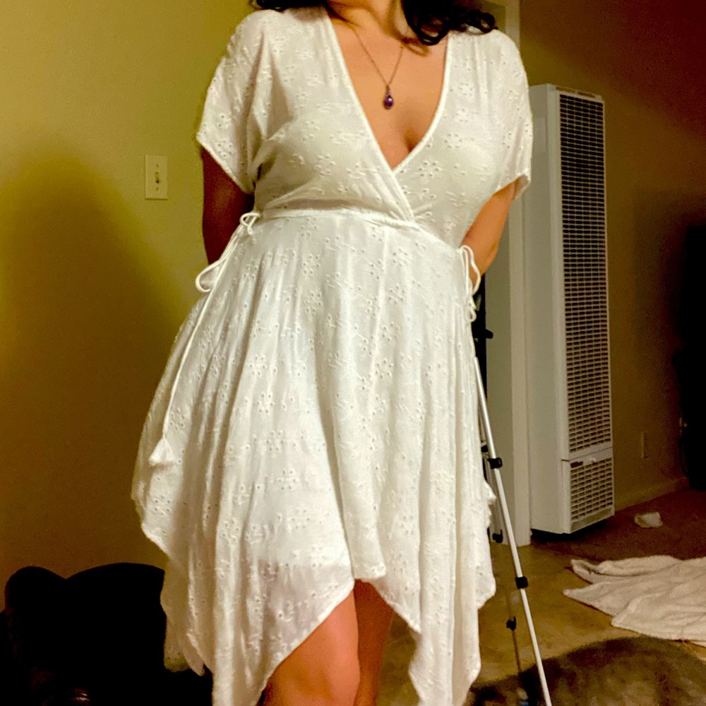 White Lacey Drawstring Dress